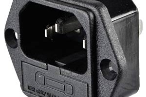 Kaltgerätestecker mit Sicherungseinsatz, 4,8 mm Faston