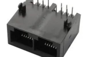 Modular Connector, Modular Jack, 1 x 2 (Ganged), 6P6C, Cat3, Cat4, Through Hole Mount